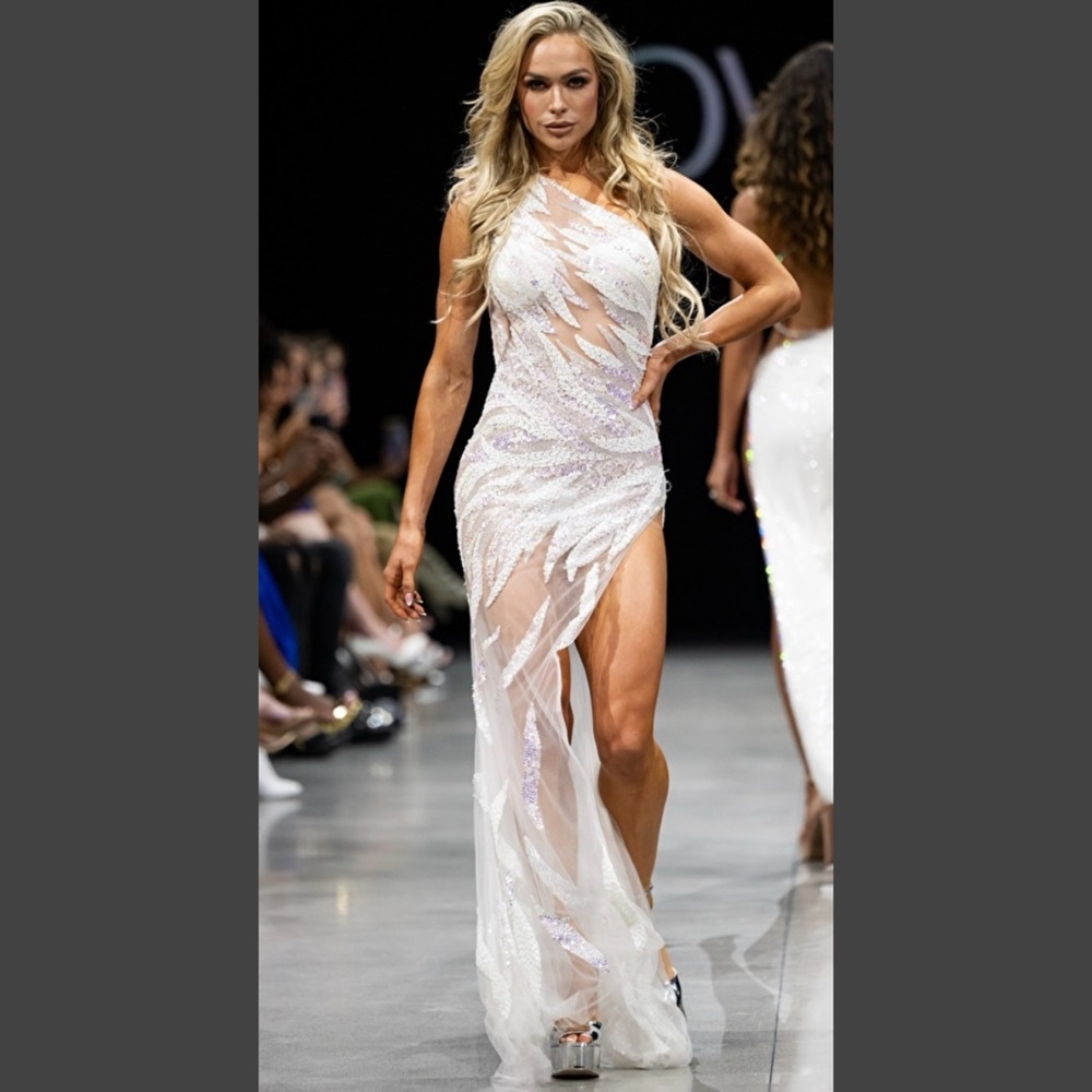 Beaded One Shoulder Dress